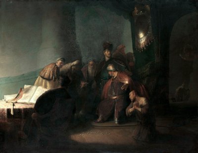 Judas Returning the Thirty Pieces of Silver by Rembrandt van Rijn